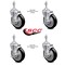 Service Caster 4 Inch Black Polyurethane Swivel 3/8 Inch Threaded Stem Caster Set with Brake SCC-TS20S414-PPUB-BLK-TLB-381615-4 - alternate 4